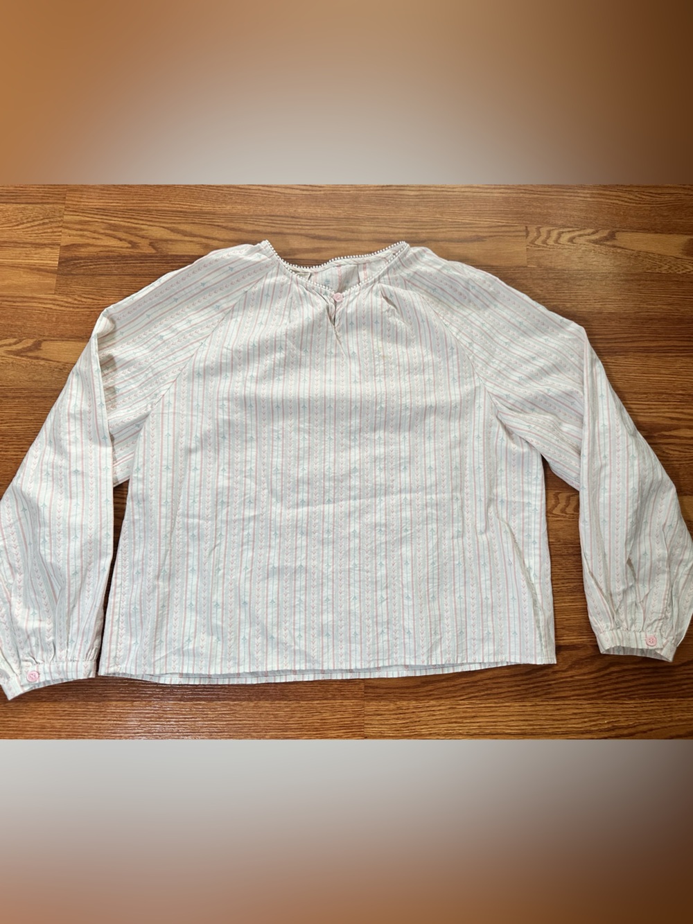 Light Pink & White Striped Peasant Blouse